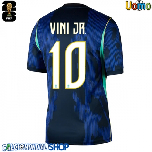 Maglie da calcio Brasile Vinicius Junior #10 Seconda Maglia Mondiali 2026  Manica Corta